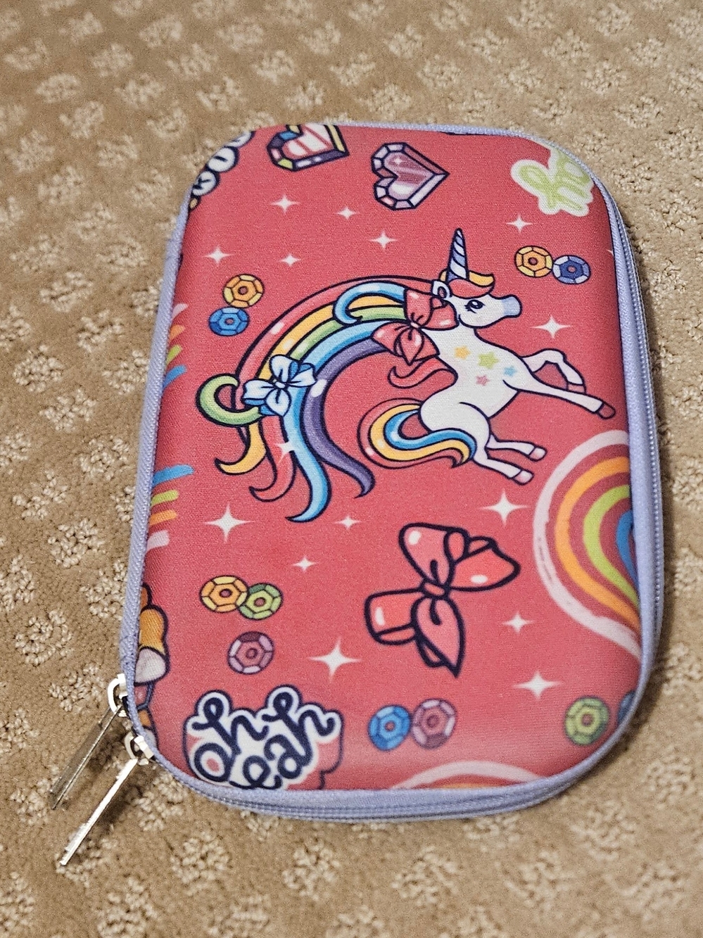 Nickelodeon JoJo Siwa Pink Unicorn Rainbow Zipper Pouch